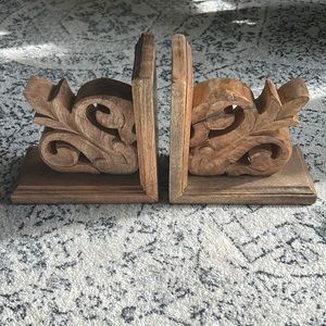 Carved Wood Bookends